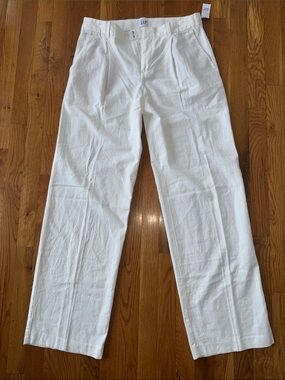 GAP White High-Rise Wide Leg Linen Pants